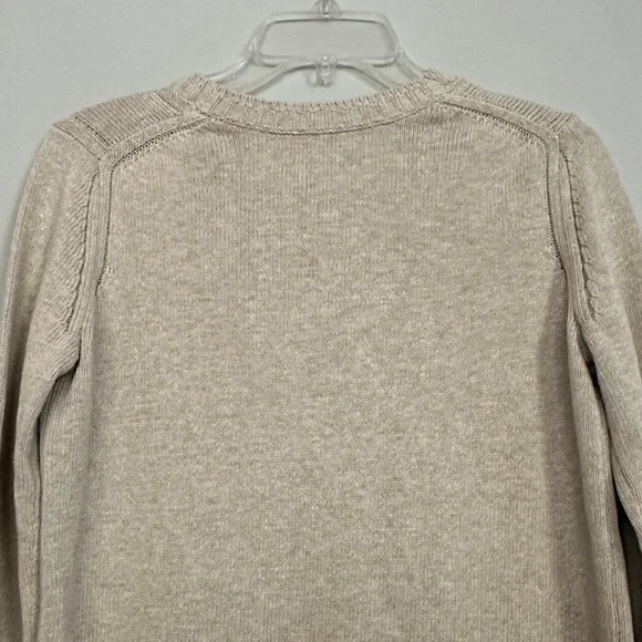 Brochu Walker women oatmeal crewneck knit pullover sweater with front left slit